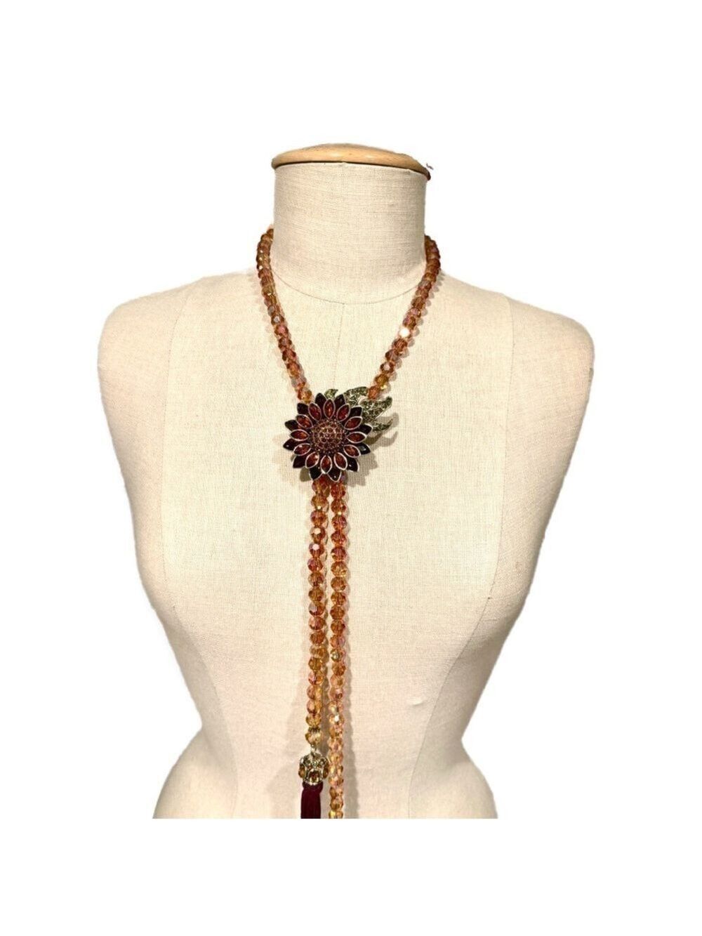 BOHO LUXE | Golden Sunflower Crystal Lariat Necklace | Miss Mandy’s Exclusive - Picture 6 of 12